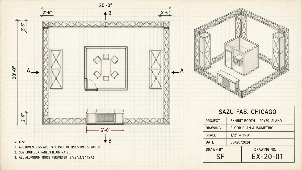 Island booth — shop drawing