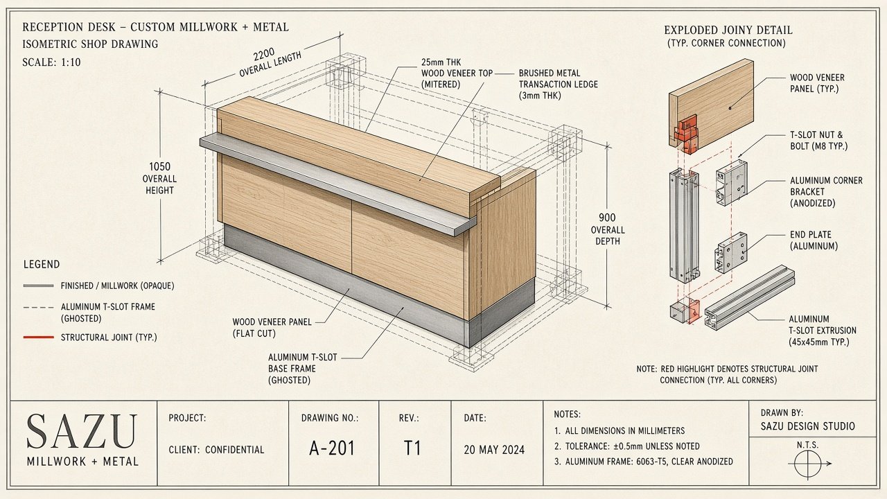 Reception millwork drawing